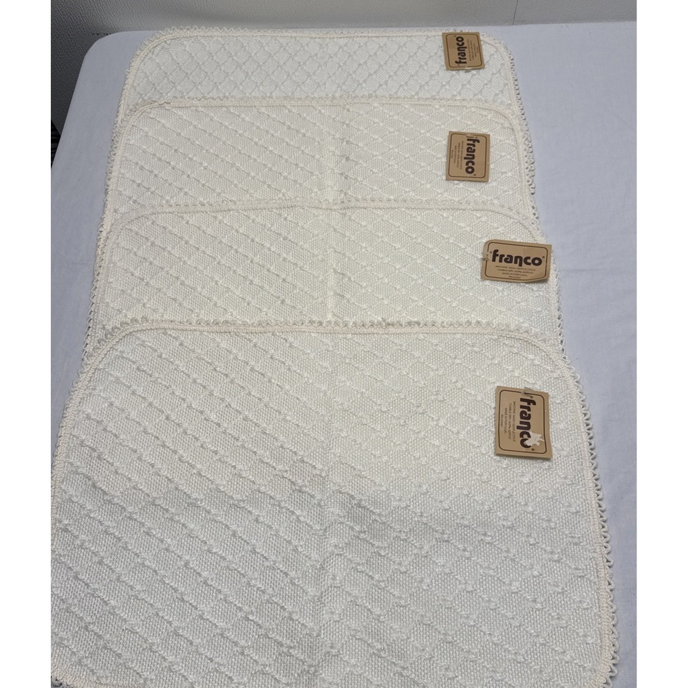 Franco Off White Placemats Set of 4 Cottage core Diamond Pattern Acrylic Vtg New